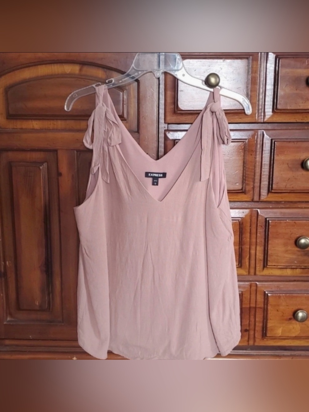 NWOT Express Bow Tie Shoulder Tank Top Blush Pink L